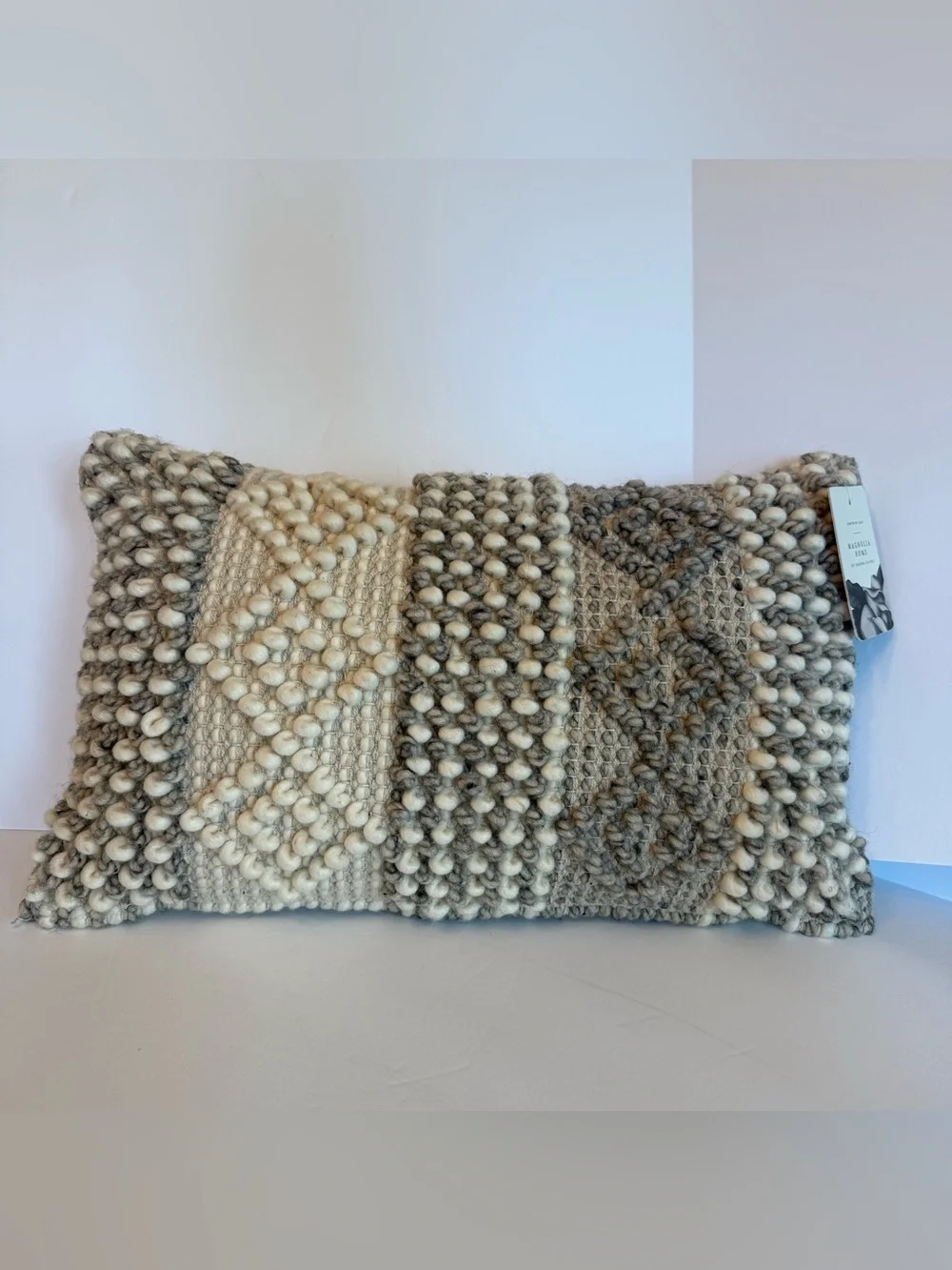 Magnolia Home by Joanna Gaines x Loloi Rugs Accent Grey / Ivory Pillow 13x21 in